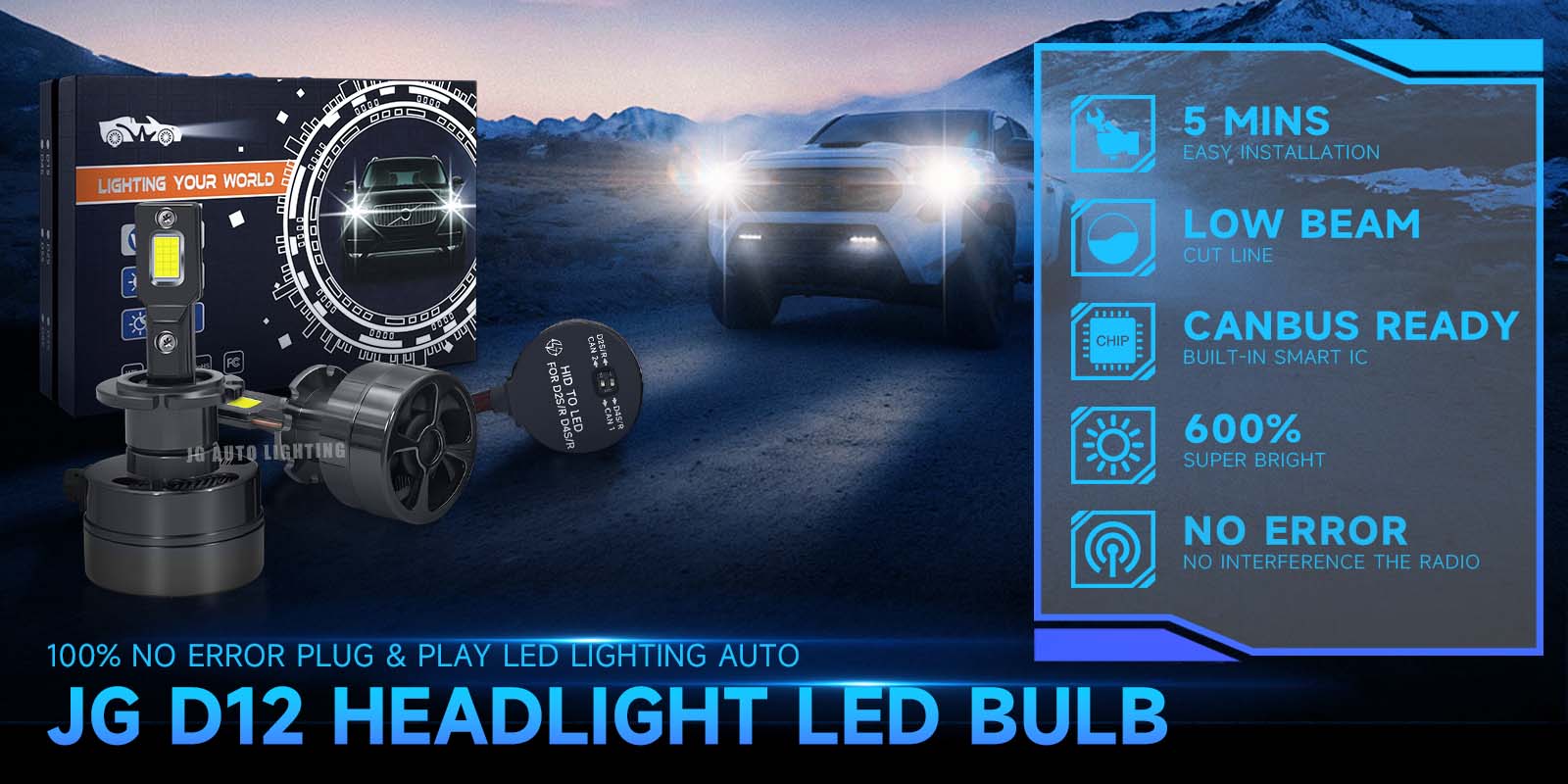 JG D12 Hid Xenon D1S D3S D8S Plug and Play Canbus LED Headlamp Bulb 90W 20000LM Auto D1 D2 D3 D4 D5 D8 Car LED Headlight