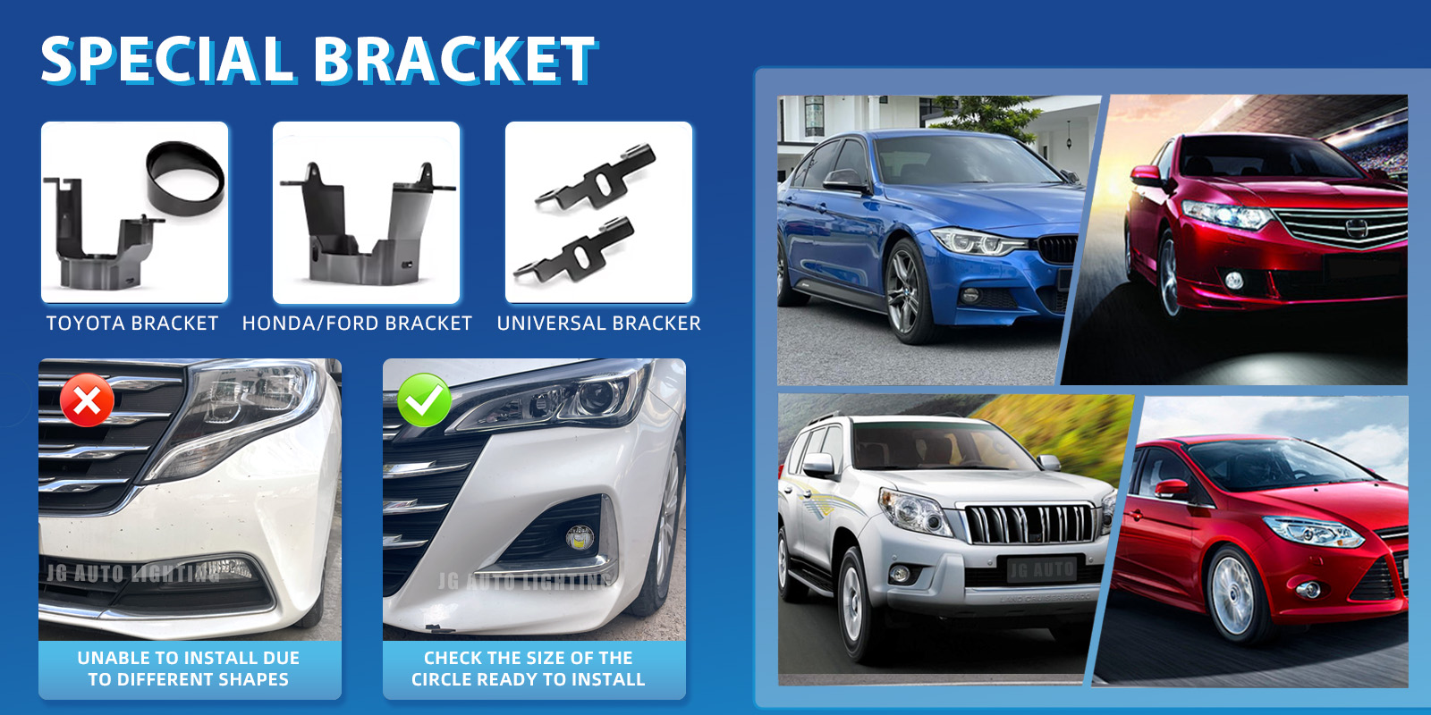 High Power JG-inch Bi-Fog Fog Lights LED Headlight Dual Laser Direct Projector Lens Car Fog Lights