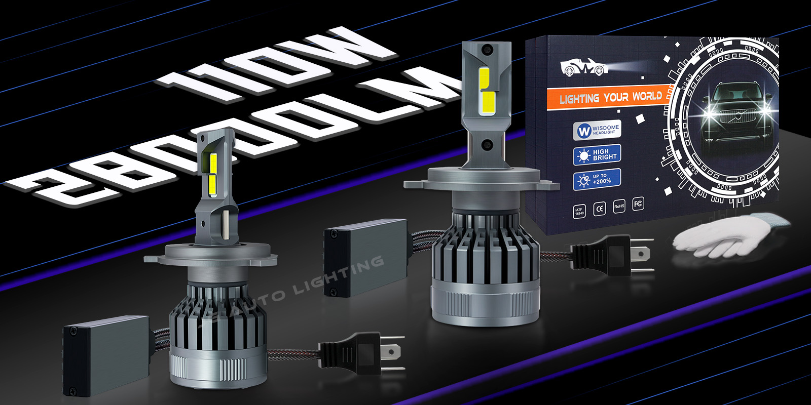 JG Q18 180W LED Lights for Car Headlights H1 H8 H13 H11 Canbus Car Light Bulb Canbus 9012 9005 9006 H7 H4 Auto Lighting Systems