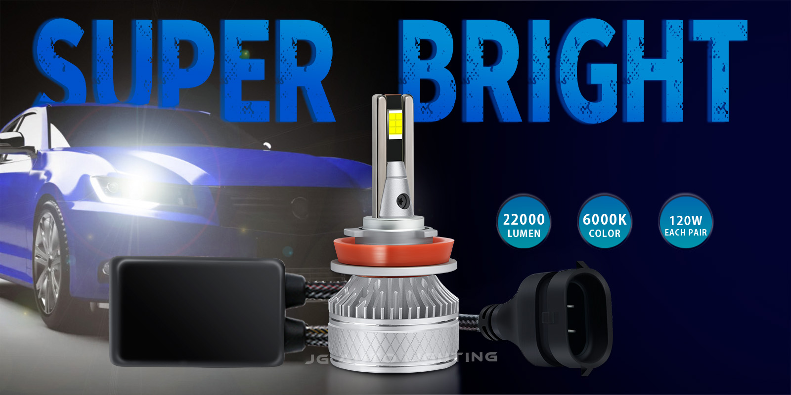 JG auto led bulbs WS55 22000lm 120w super bright h1 h7 9005 9006 H11 car led light motorcycle bulb h4 9012 canbus led bulbs
