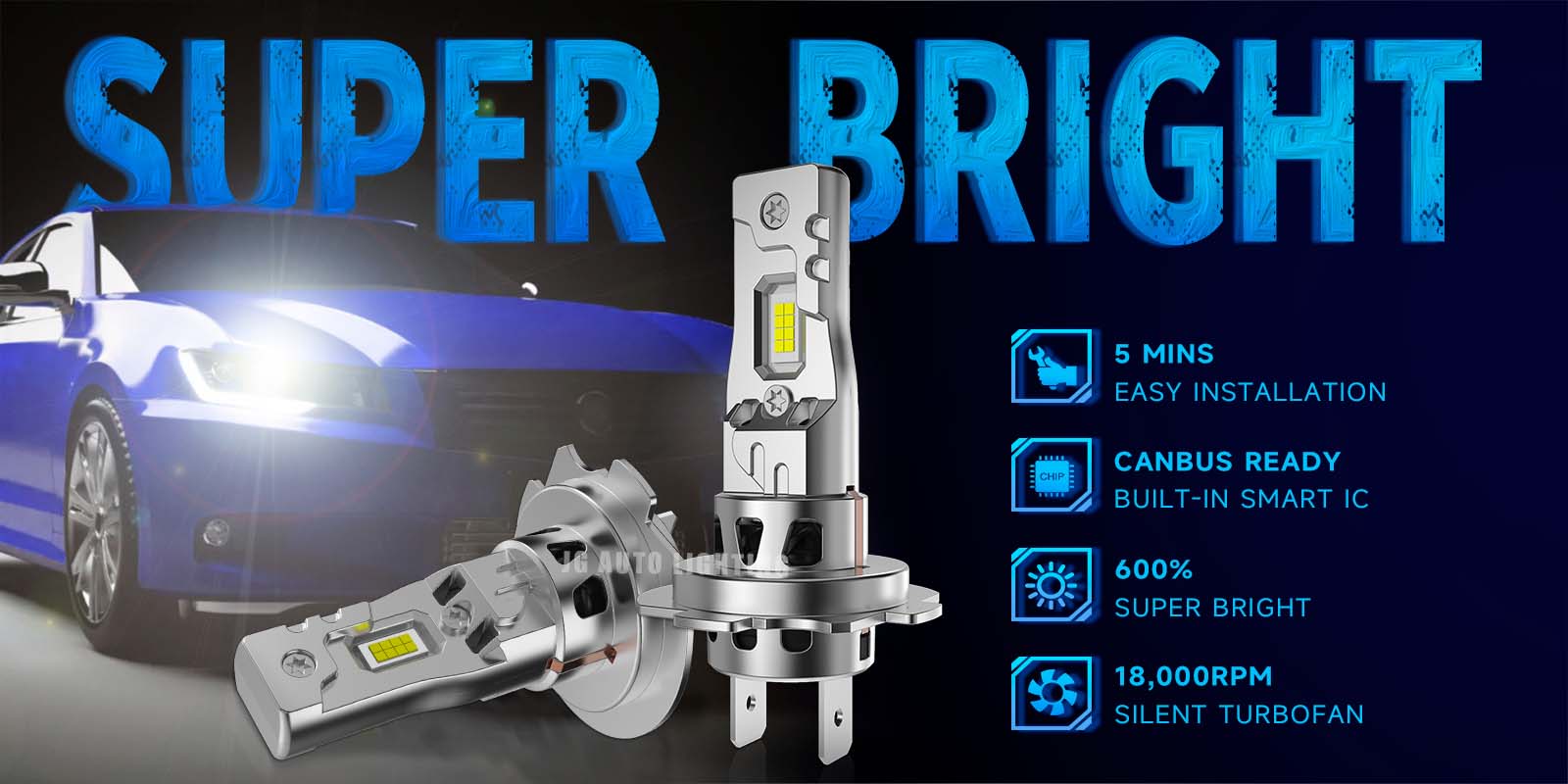 JG High Power Car LED Fog Lights Auto Fog Lamp Bulbs Headlights Bars 7200LM 60W H7 LED Light Loz Luces Auto Headlights Diode