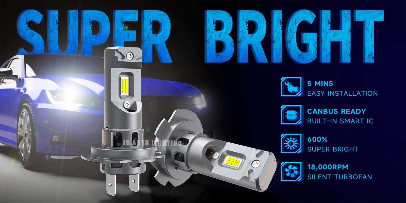 JG Z30 66W lumen Plug and Play Small Size Car H7 Led Headlight Fog Light Low Beam High Beam