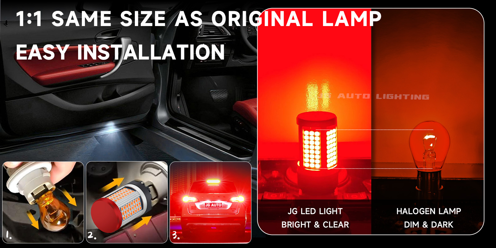 JG Factory OEM ODM 3156 1157 3157 1156 7440 T25 LED Bulbs for Brake Lights Backup Reverse Lights Reverse Tail Lights