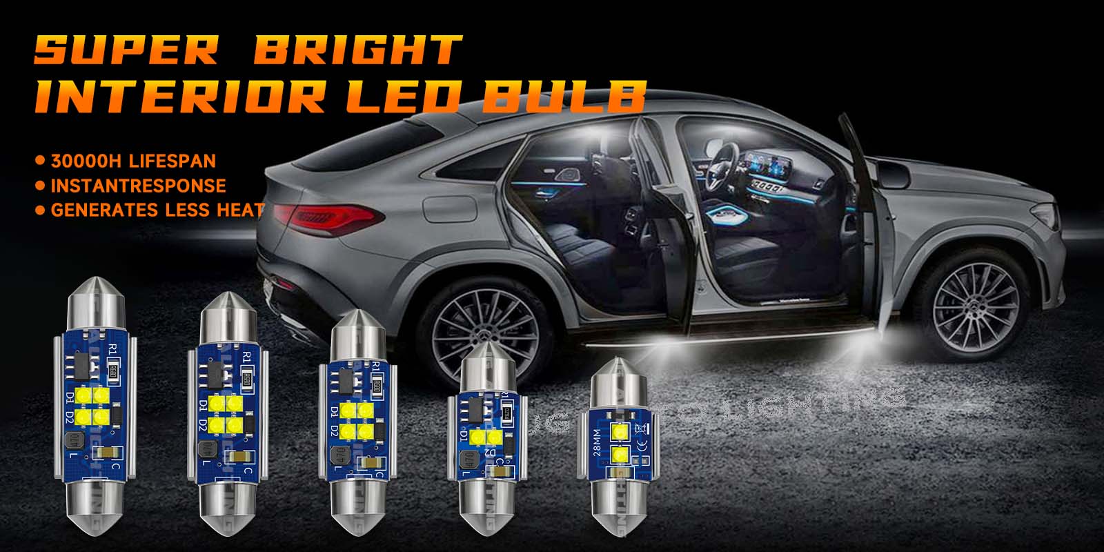 Car Led Light Bulb C5w Canbus Interior Reading Lamp Festoon 4smd 2525 28mm 31mm 36mm 39mm 41mm Dome Lights