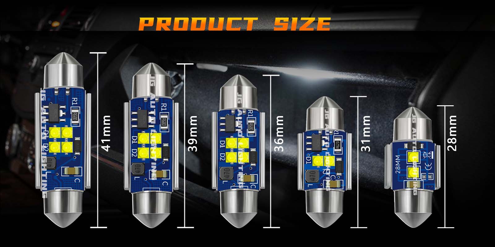 Car Led Light Bulb C5w Canbus Interior Reading Lamp Festoon 4smd 2525 28mm 31mm 36mm 39mm 41mm Dome Lights