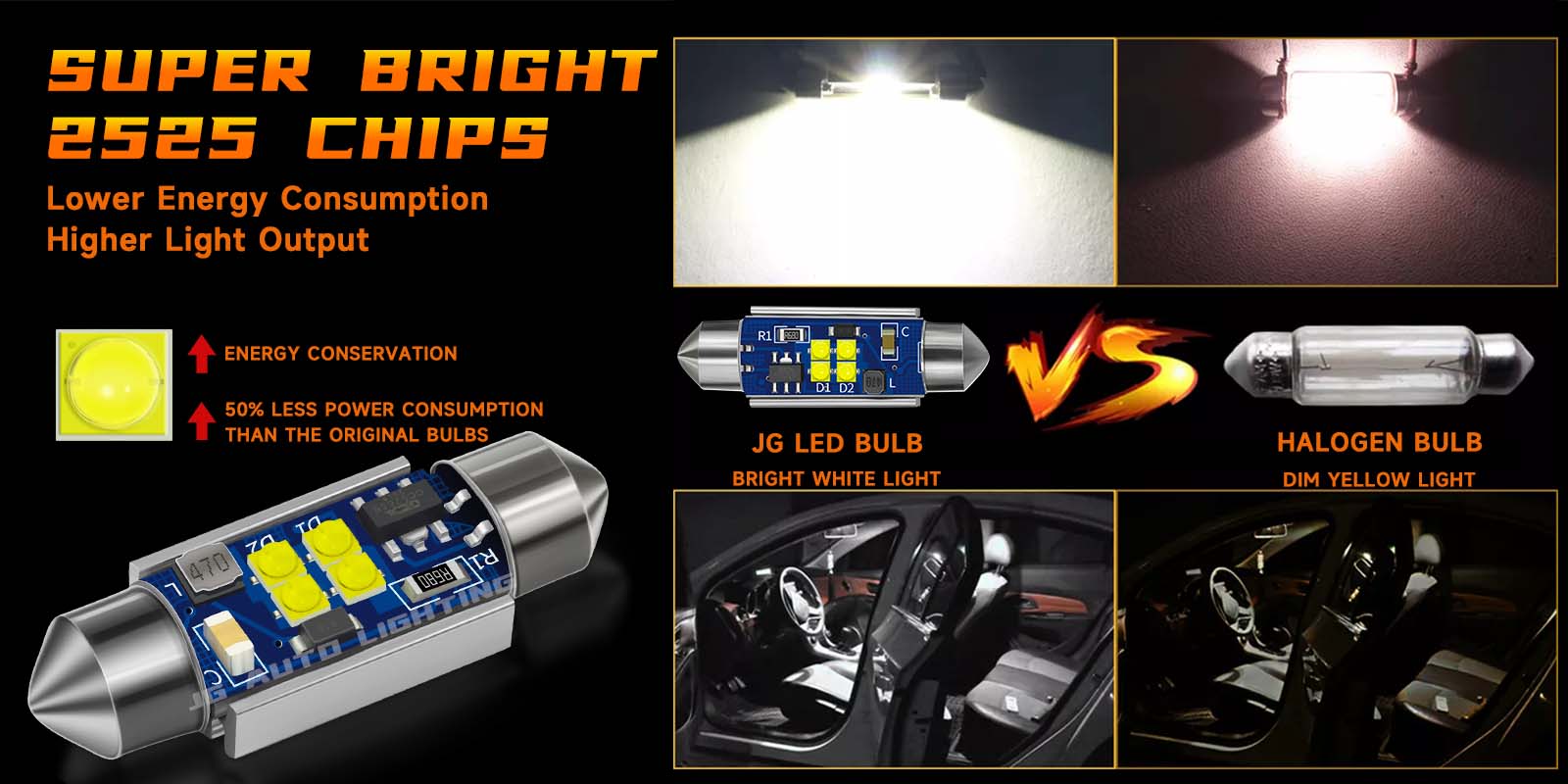 Car Led Light Bulb C5w Canbus Interior Reading Lamp Festoon 4smd 2525 28mm 31mm 36mm 39mm 41mm Dome Lights