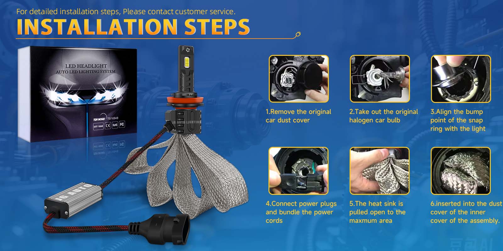 JG High Lumens LED Headlight 16C 110W H11 Fanless Led Braided Copper Strip Cooling LED 9005 9006 H11 H4 Auto LED Bulbs