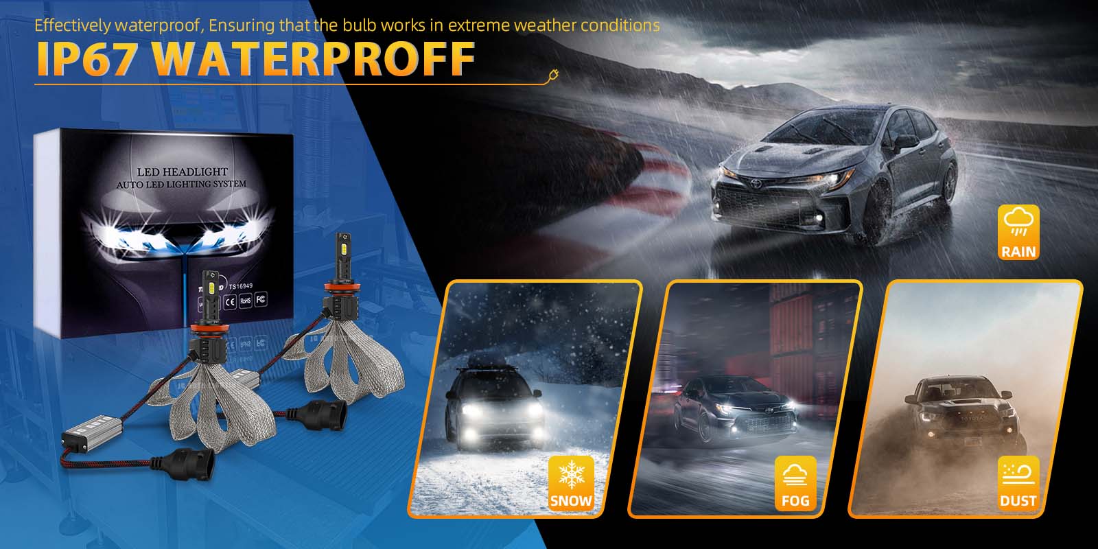 JG High Lumens LED Headlight 16C 110W H11 Fanless Led Braided Copper Strip Cooling LED 9005 9006 H11 H4 Auto LED Bulbs