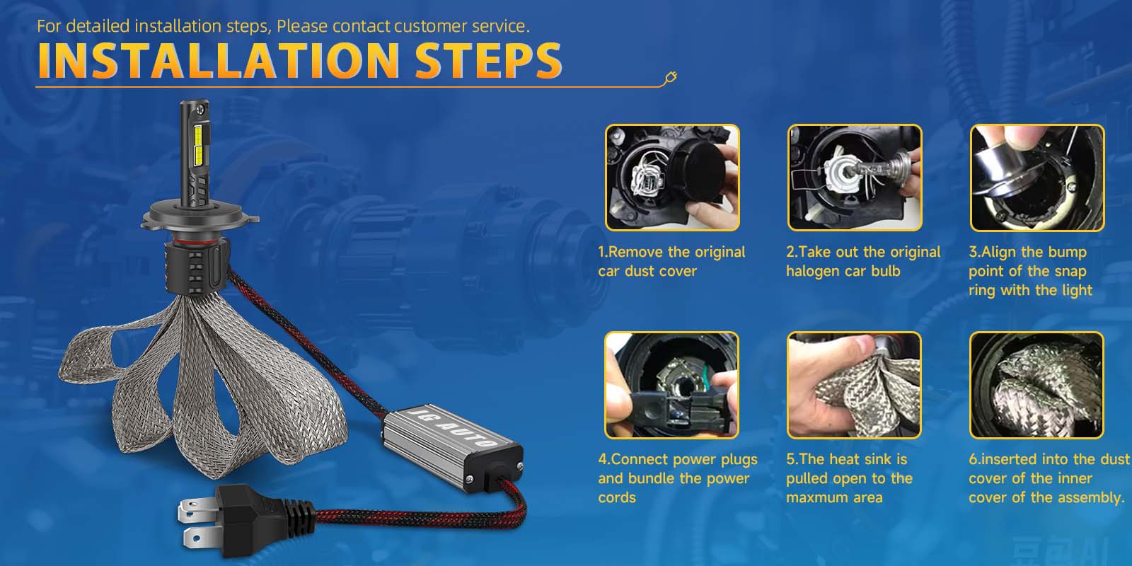 JG Powerful LED Headlight 16C 110W H4 Fanless Led Braided Copper Strip Cooling Auto Led 9005 9006 H11 H7 High Low Beam LED Bulbs