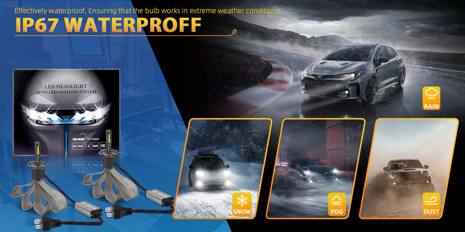 JG Powerful LED Headlight 16C 110W H4 Fanless Led Braided Copper Strip Cooling Auto Led 9005 9006 H11 H7 High Low Beam LED Bulbs