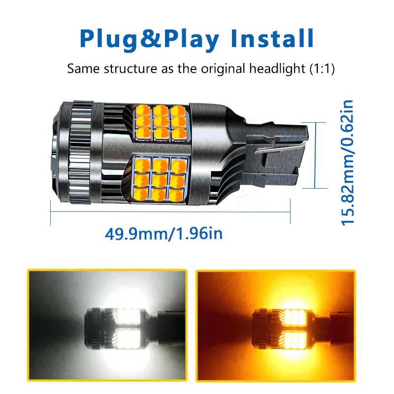 JG T20 CANBUS switchback Bulb 3030 1157 7443 3157 Cooling Fan Anti Hyper Flash Turn Signal p21w w21w turning light