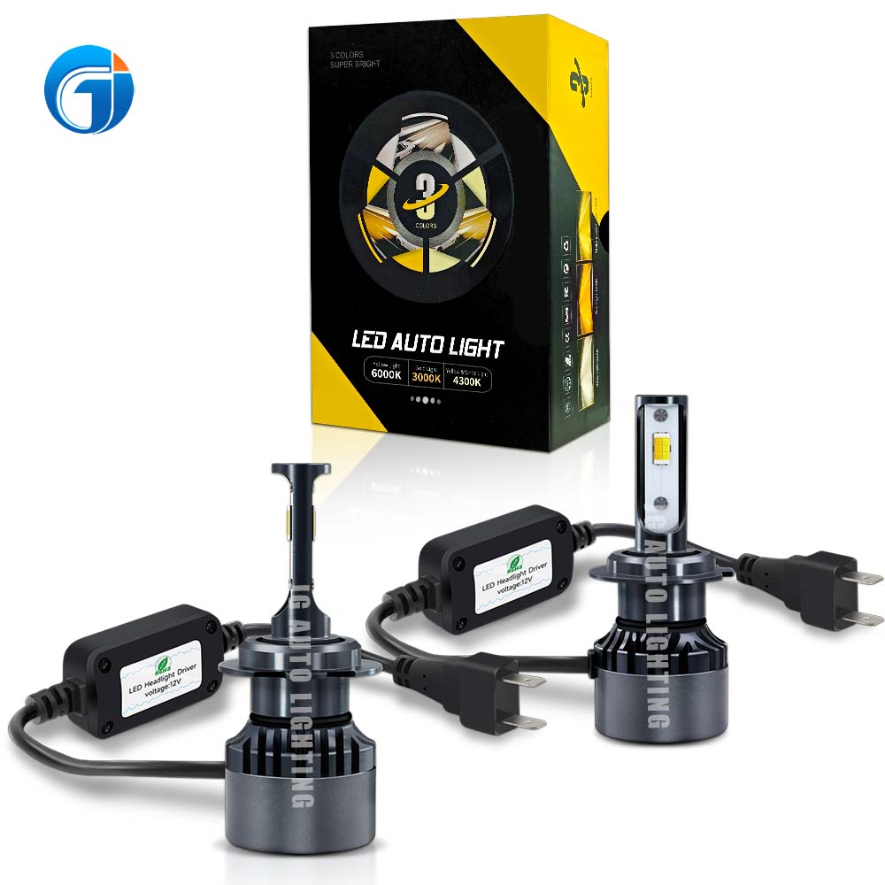 JG tricolor Led Headlight E380 6000k 4300k 3000k 12000LM Fog lamp Cars Strobe function H11 9005 9012 Auto Led Headlight Bulb