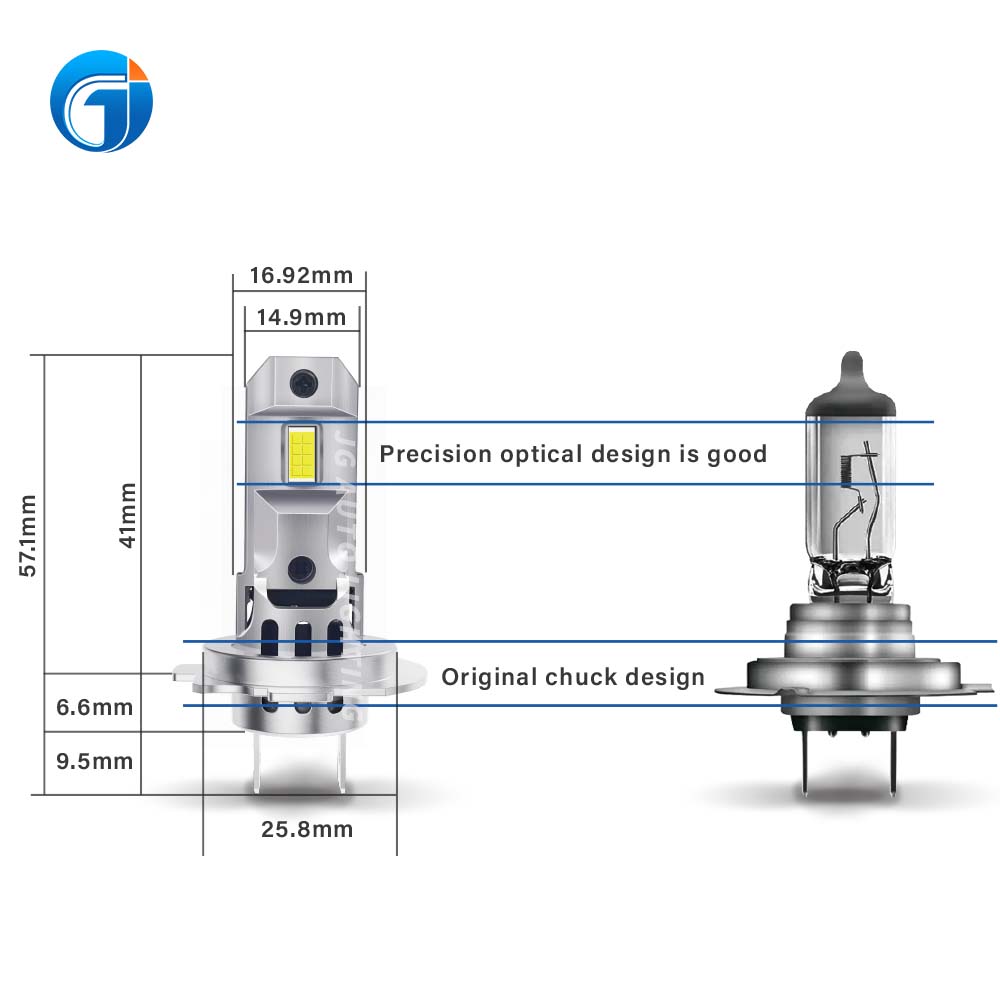 JG Mini LED Halogen Car Bulb 70W 8000lm LED Size H7 Super Bright LED Halogen Car Bulb CSP3570 LED
