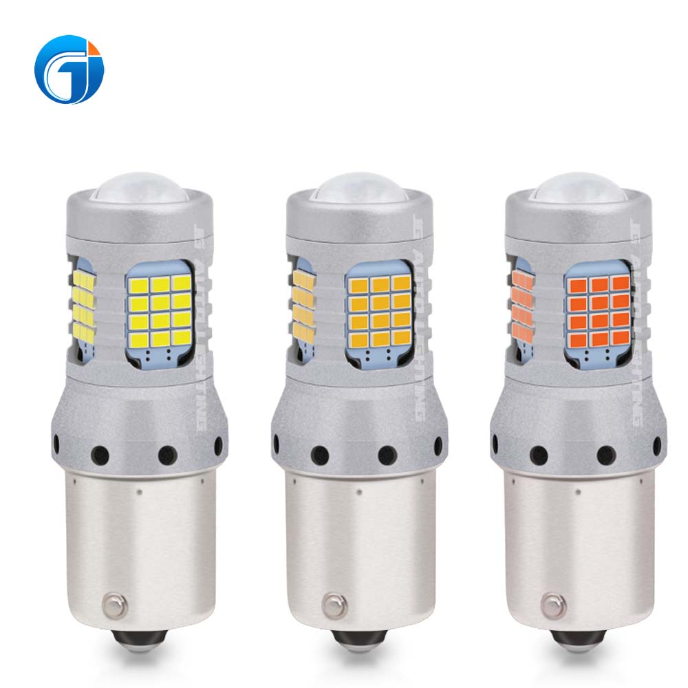 JG wisdome 1156 BAU15S BA15S 7440 7443 T20 3156 3157 T20 Led Canbus Car Bulbs White Amber Led Turn Signal 60smd brake light