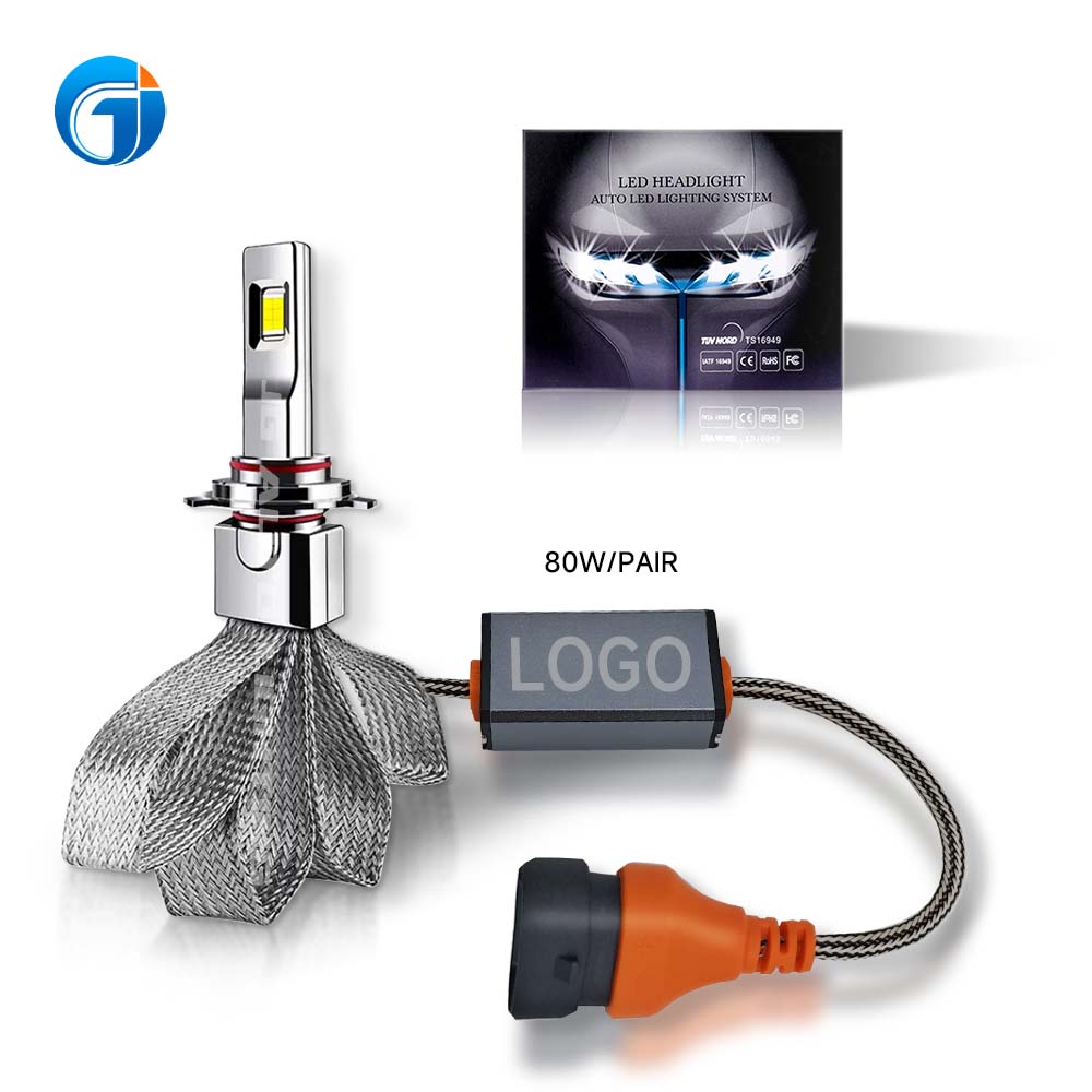 JG 10C Wisdome High Power 80W Copper Strip Cooling Led H4 H7 H11 Canbus Car Bulb Headlight 3570 Led Fanless H15 Led Headlight